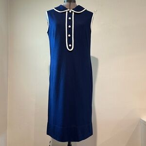 Vintage Navy Blue Sleeveless Shift Dress